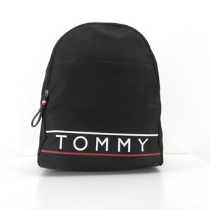 TOMMY HILFIGER Nylon Backpack Black Logo Zip School Academia NEW